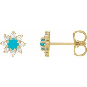 14K White Gold Natural Citrine & 1/8 CTW Natural Diamond Flower Earrings – image 3