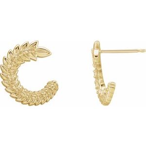 14K Yellow Gold Left Accented Front-Back Hoop Earring Mounting