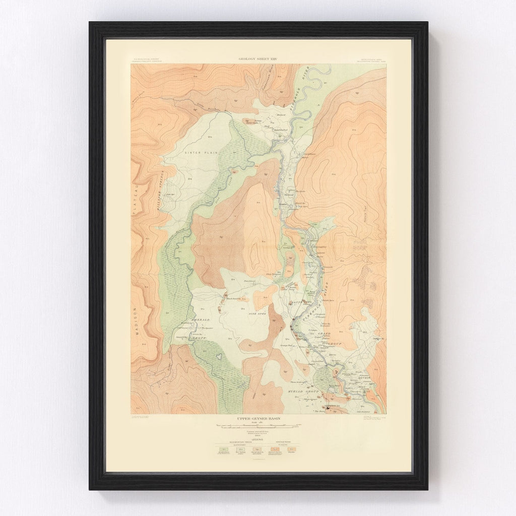 Vintage Map of Upper Geyser Basin 1904
