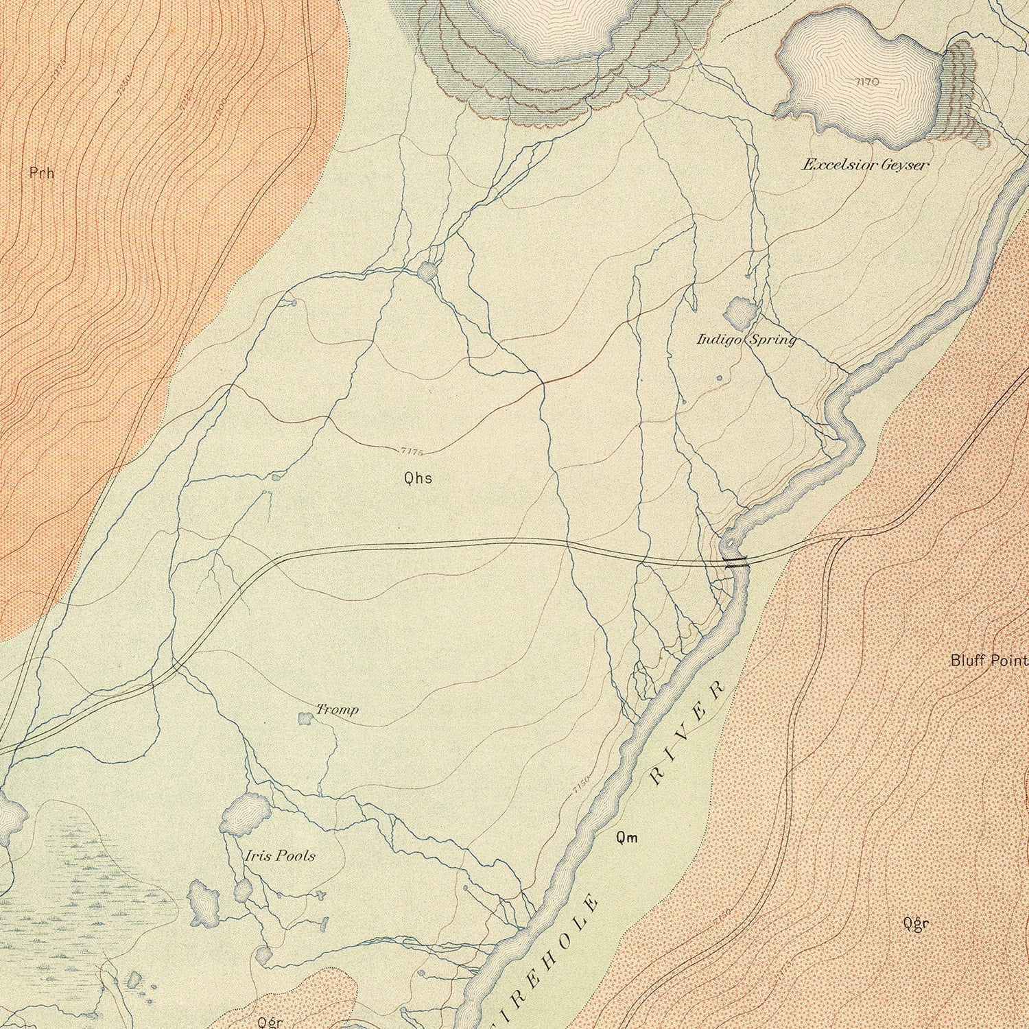 Vintage Map of Excelsior Geyser Basin 1904