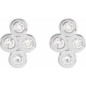 Platinum 1/4 CTW Natural Diamond Cluster Earrings – image 2