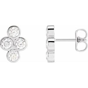14K White Gold 3/4 CTW Natural Diamond Bezel-Set Cluster Earrings