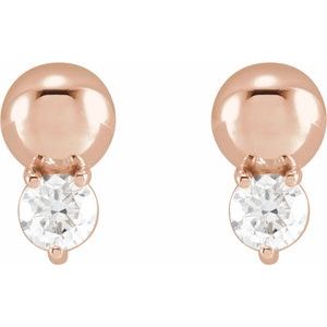 14K Rose Gold 1/5 CTW Natural Diamond Bead Earrings – image 2