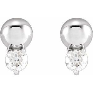 Platinum 1/5 CTW Natural Diamond Bead Earrings – image 2