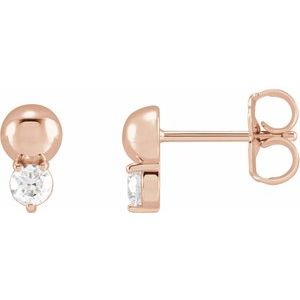 14K Rose Gold 1/5 CTW Natural Diamond Bead Earrings