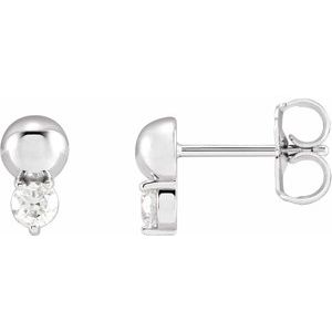 14K White Gold 1/5 CTW Natural Diamond Bead Earrings