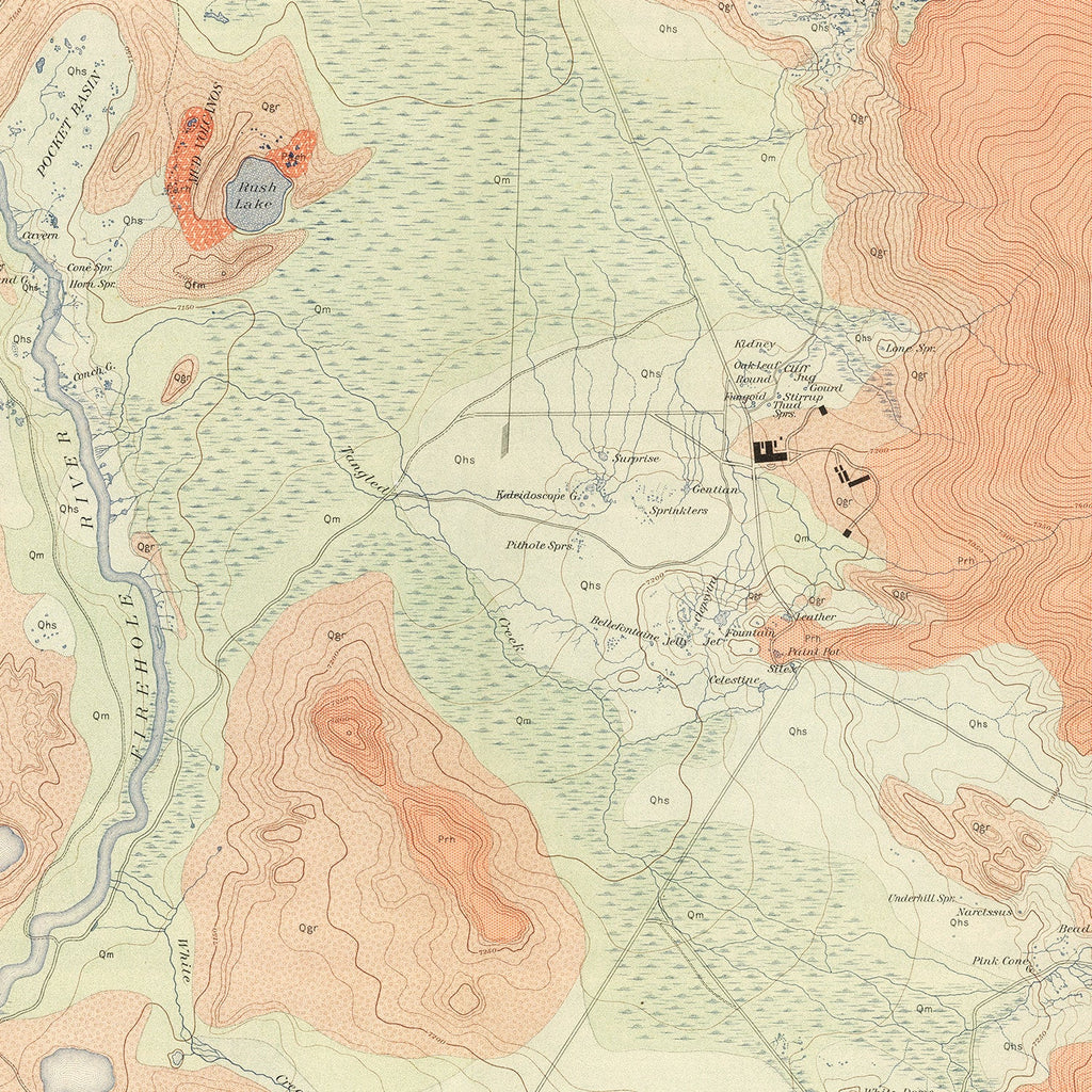 Vintage Map of Firehole Geyser Basin 1904