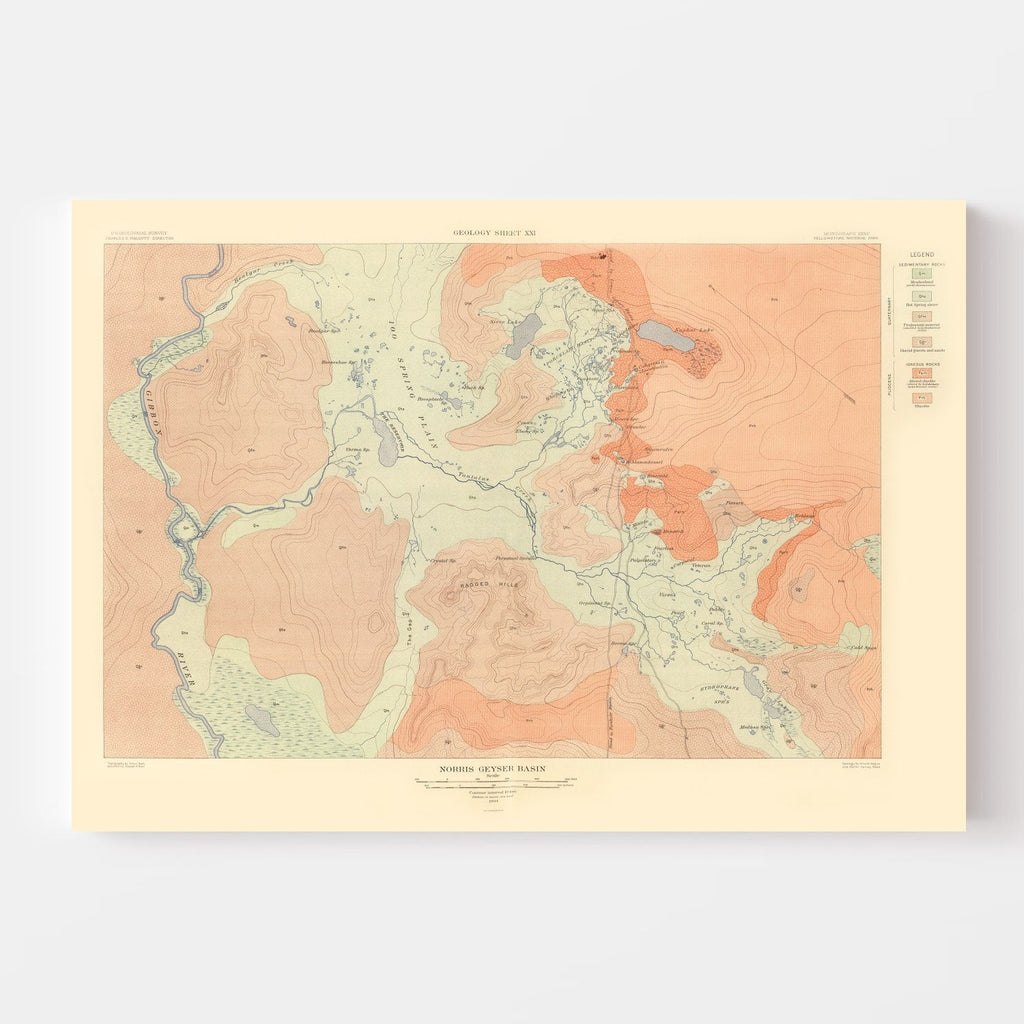 Vintage Map of Norris Geyser Basin 1904
