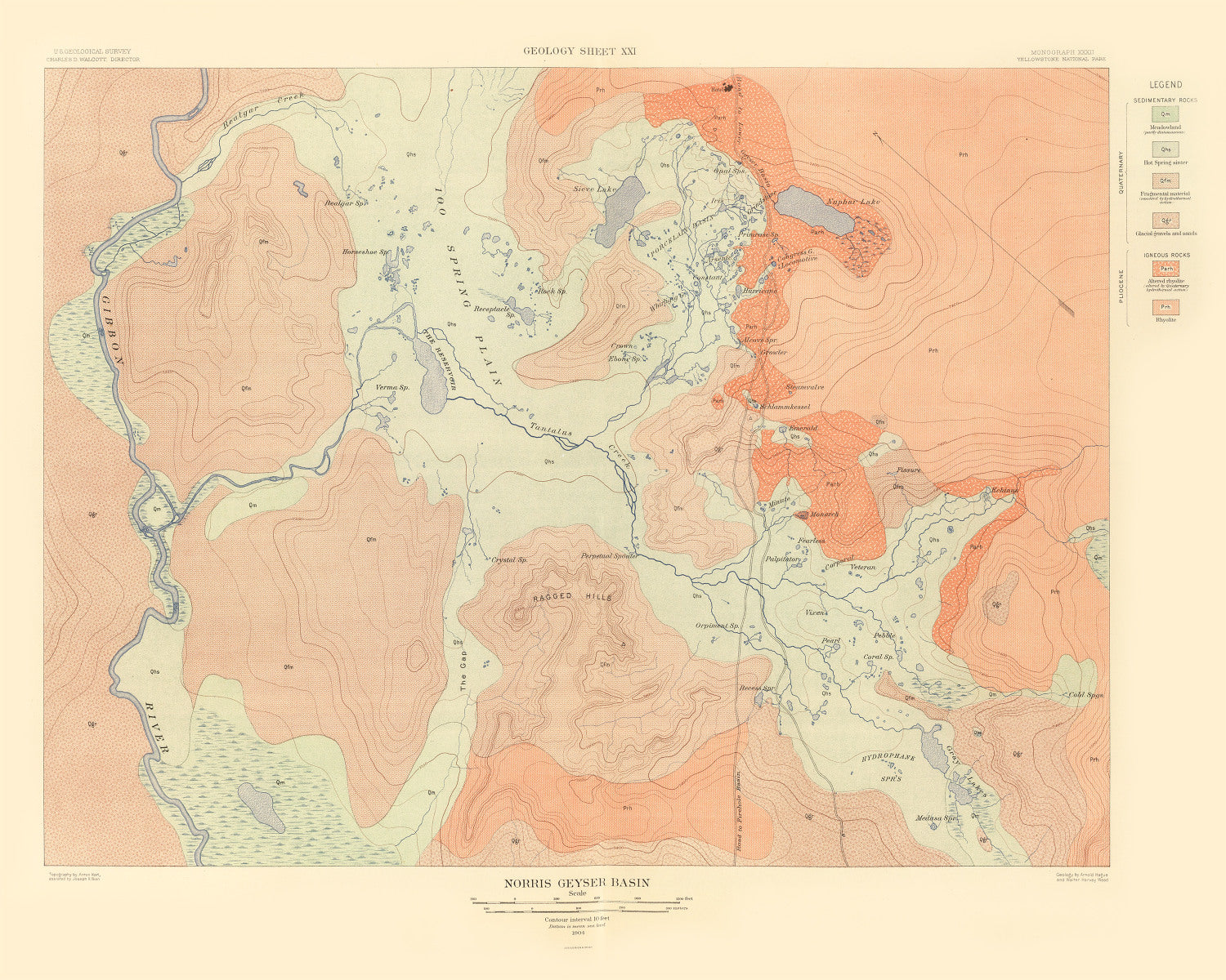 Vintage Map of Norris Geyser Basin 1904