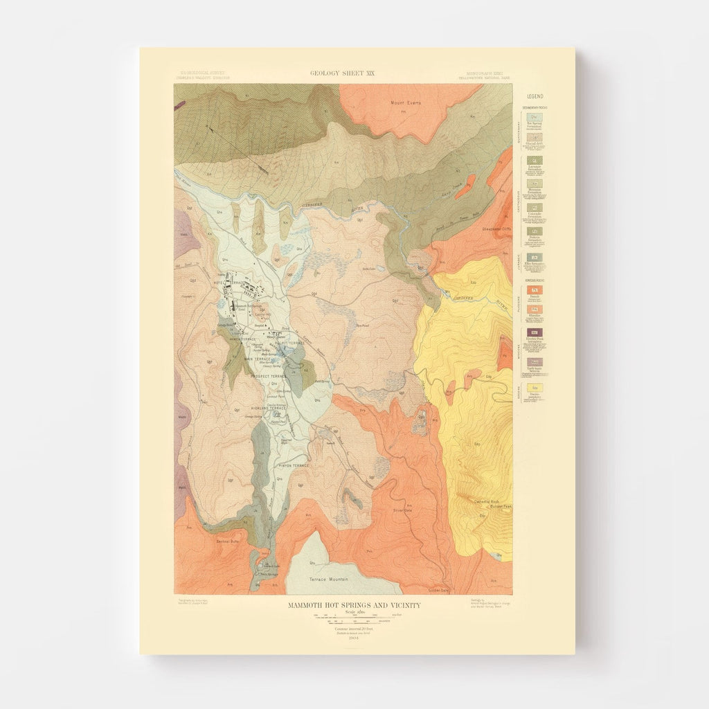 Vintage Map of Mammoth Hot Springs 1904