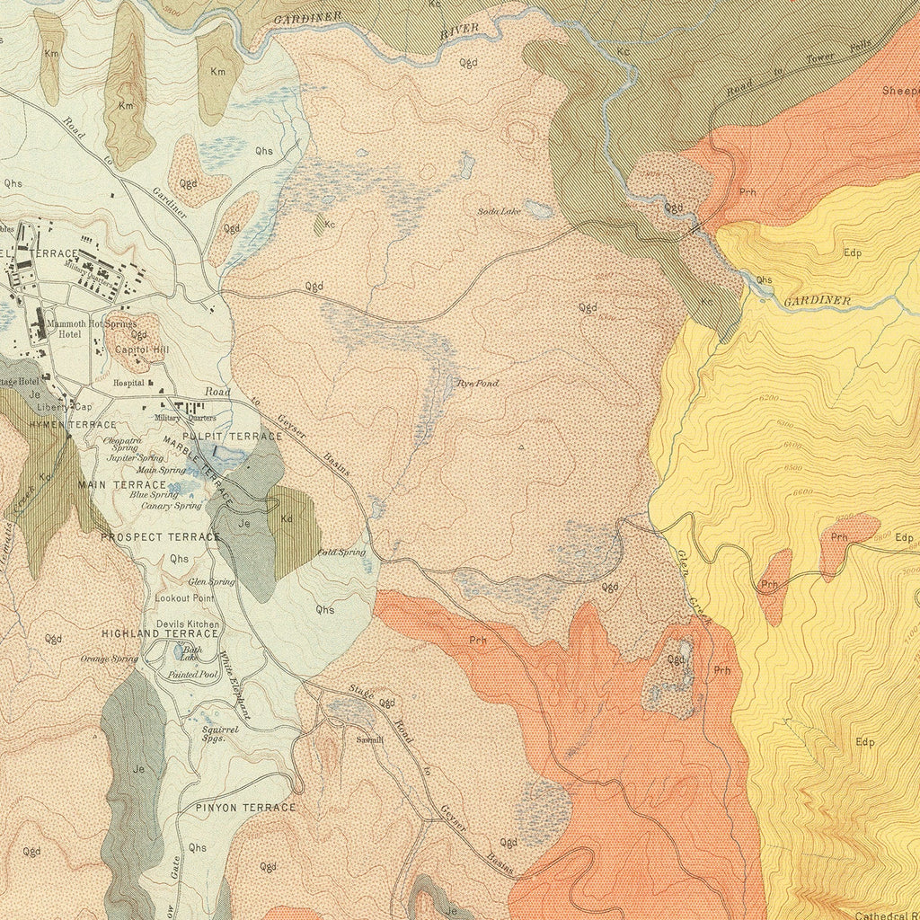 Vintage Map of Mammoth Hot Springs 1904