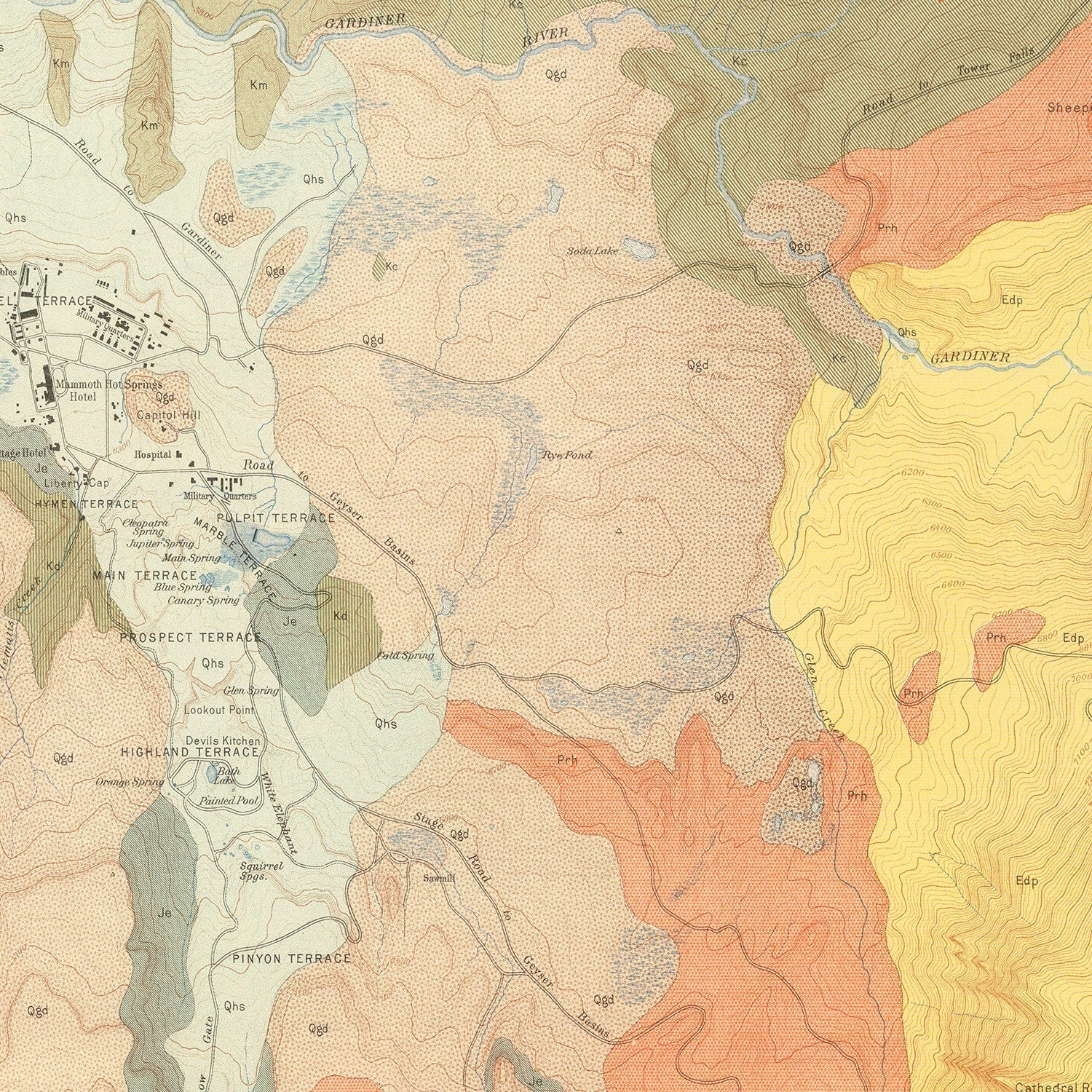 Vintage Map of Mammoth Hot Springs 1904