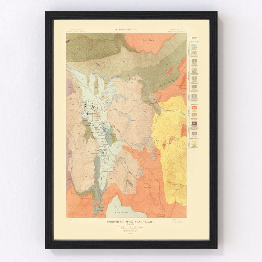 Vintage Map of Mammoth Hot Springs 1904