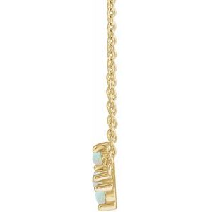 14K Yellow Gold Natural White Opal Sideways Cross 18" Necklace