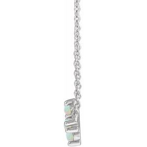 Platinum Natural White Opal Sideways Cross 18" Necklace