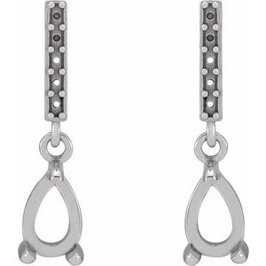 Platinum 6x4 mm Pear Dangle Earring Mounting – image 2