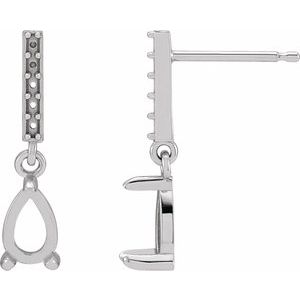 14K White Gold 6x4 mm Pear Dangle Earring Mounting