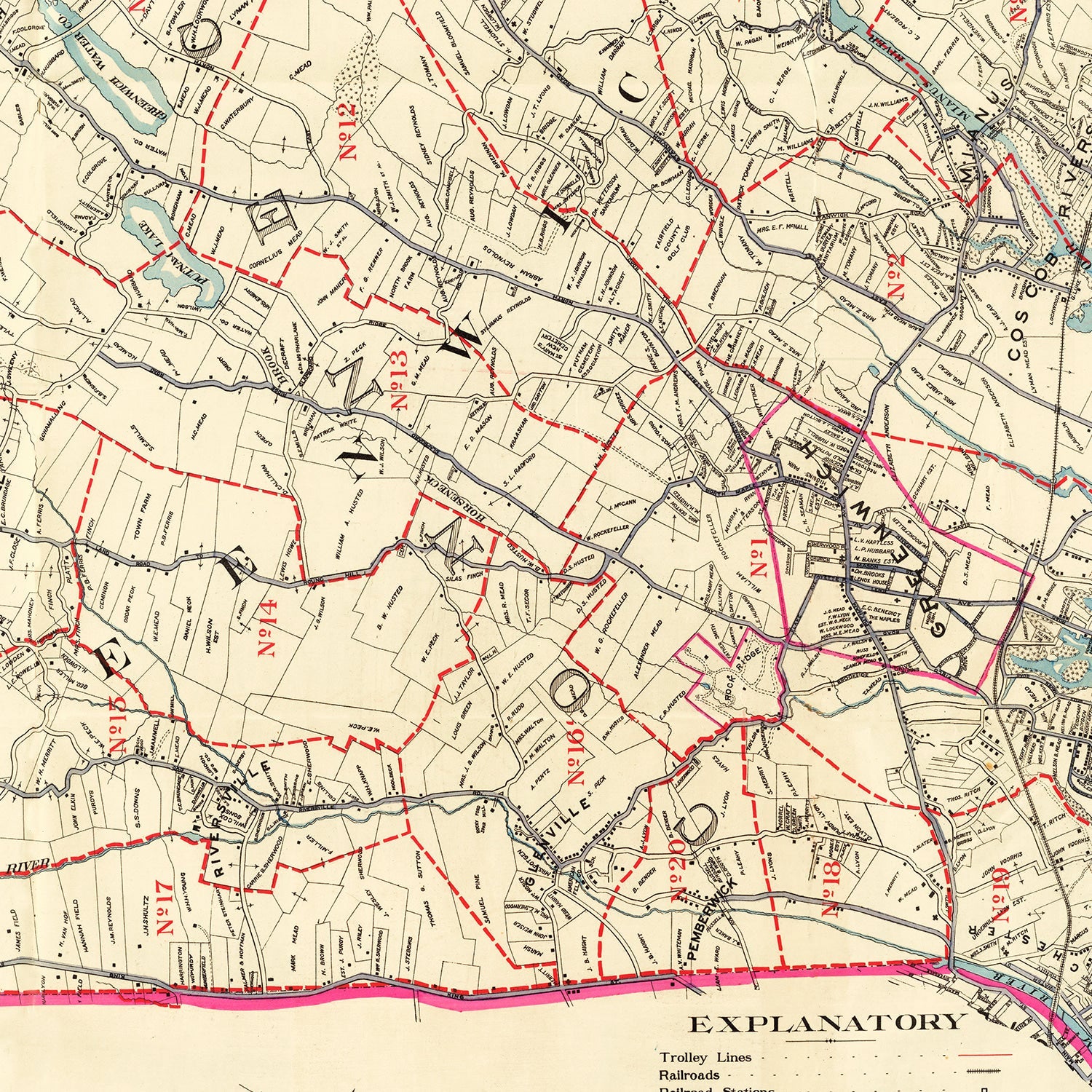 Vintage Map of Greenwich, Connecticut 1900