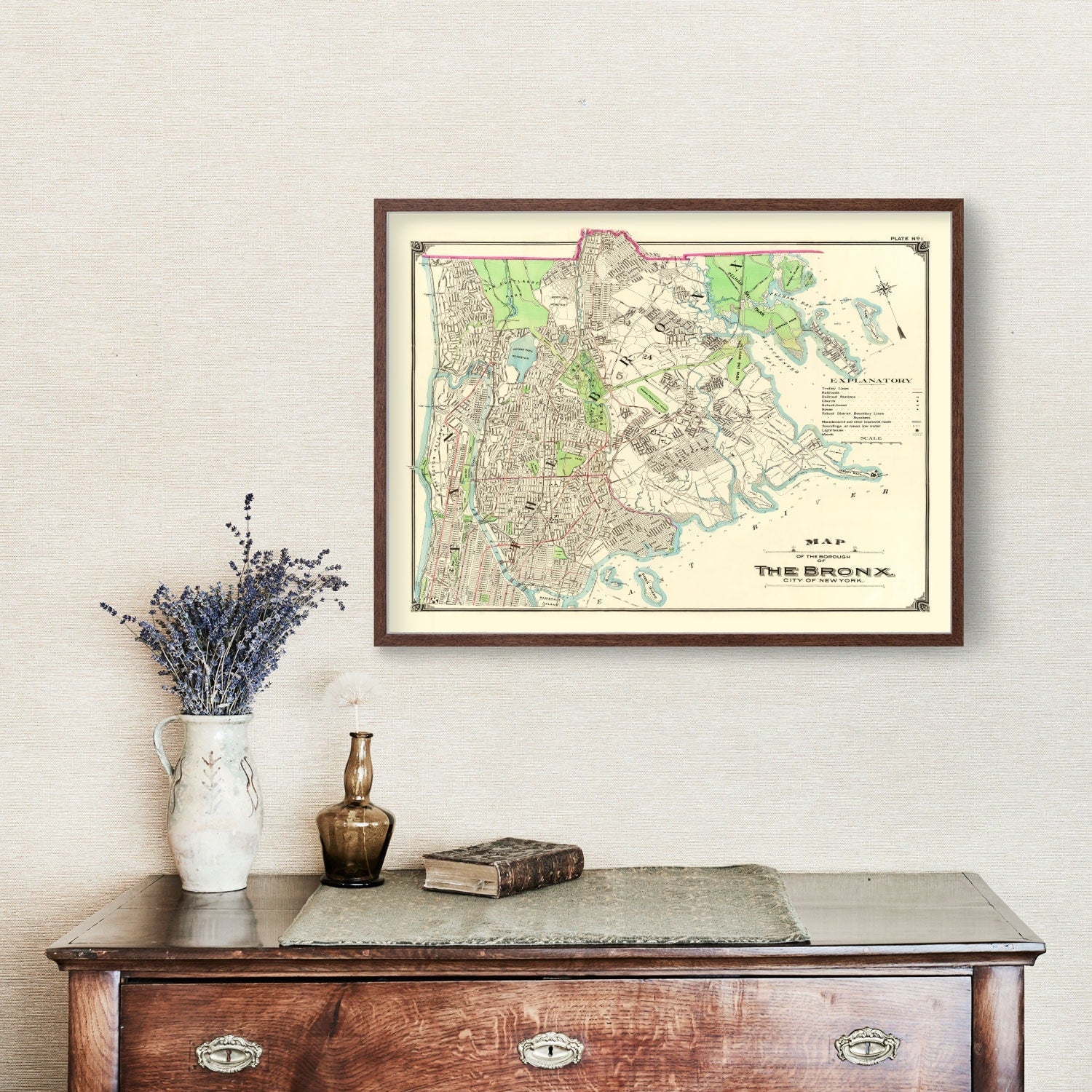 Vintage Map of Bronx, New York 1900