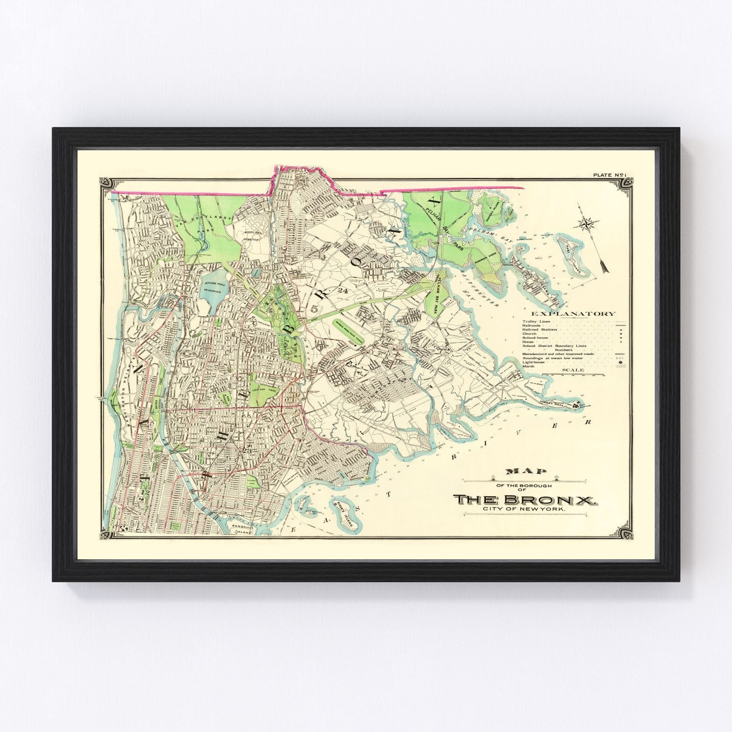 Vintage Map of Bronx, New York 1900