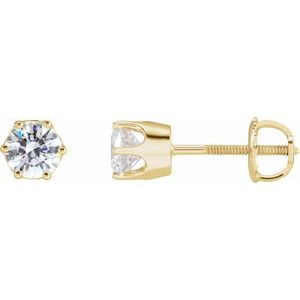 14K Yellow Gold 4.4 mm Imitation White Cubic Zirconia Stud Earrings