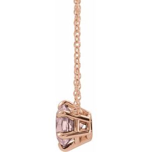 14K Rose Gold Natural Pink Morganite Solitaire 18" Necklace