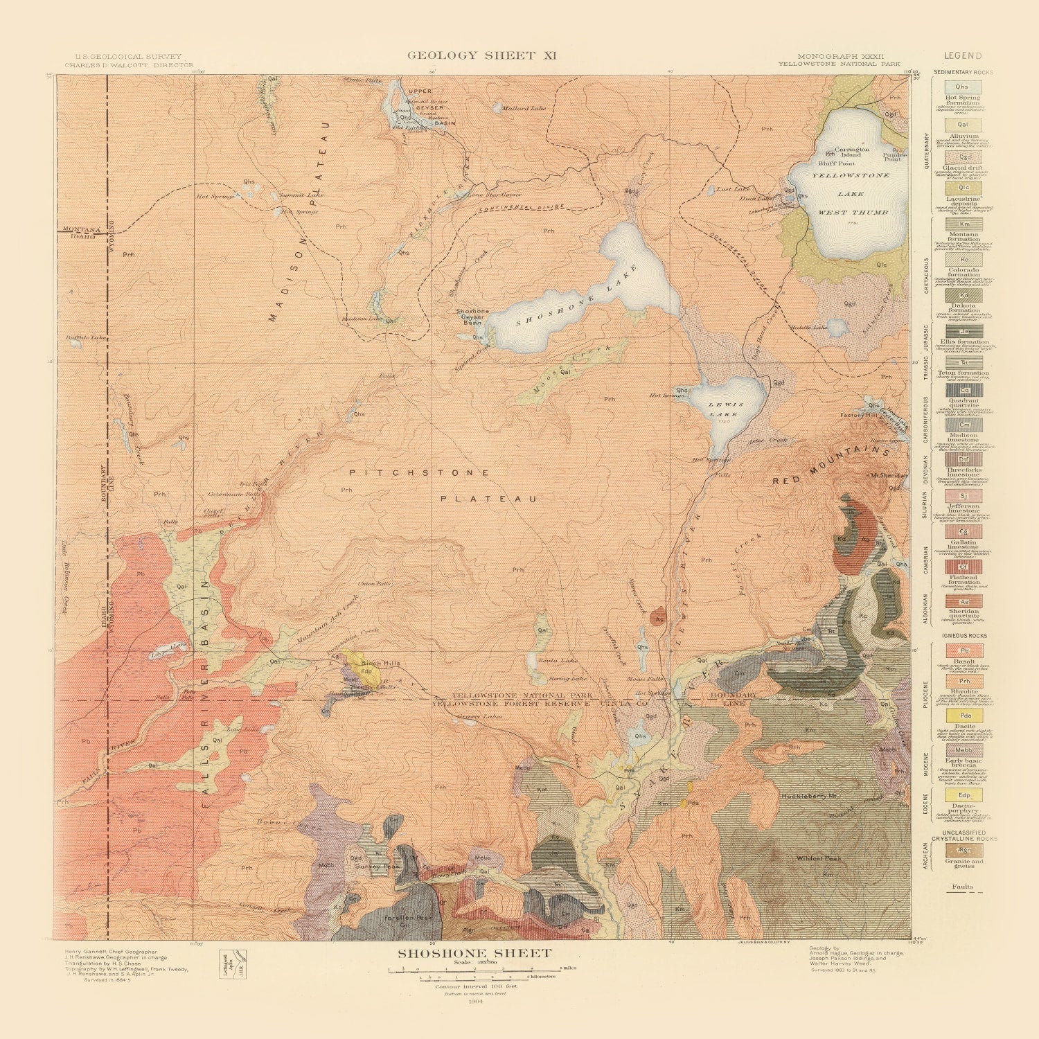 Vintage Map of Shoshone Sheet 1904