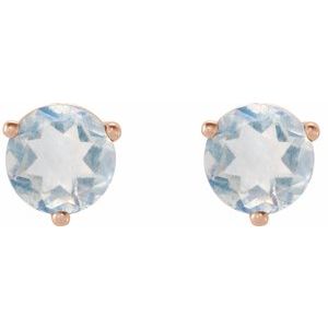 14K Rose Natural Blue Sheen Moonstone Earrings