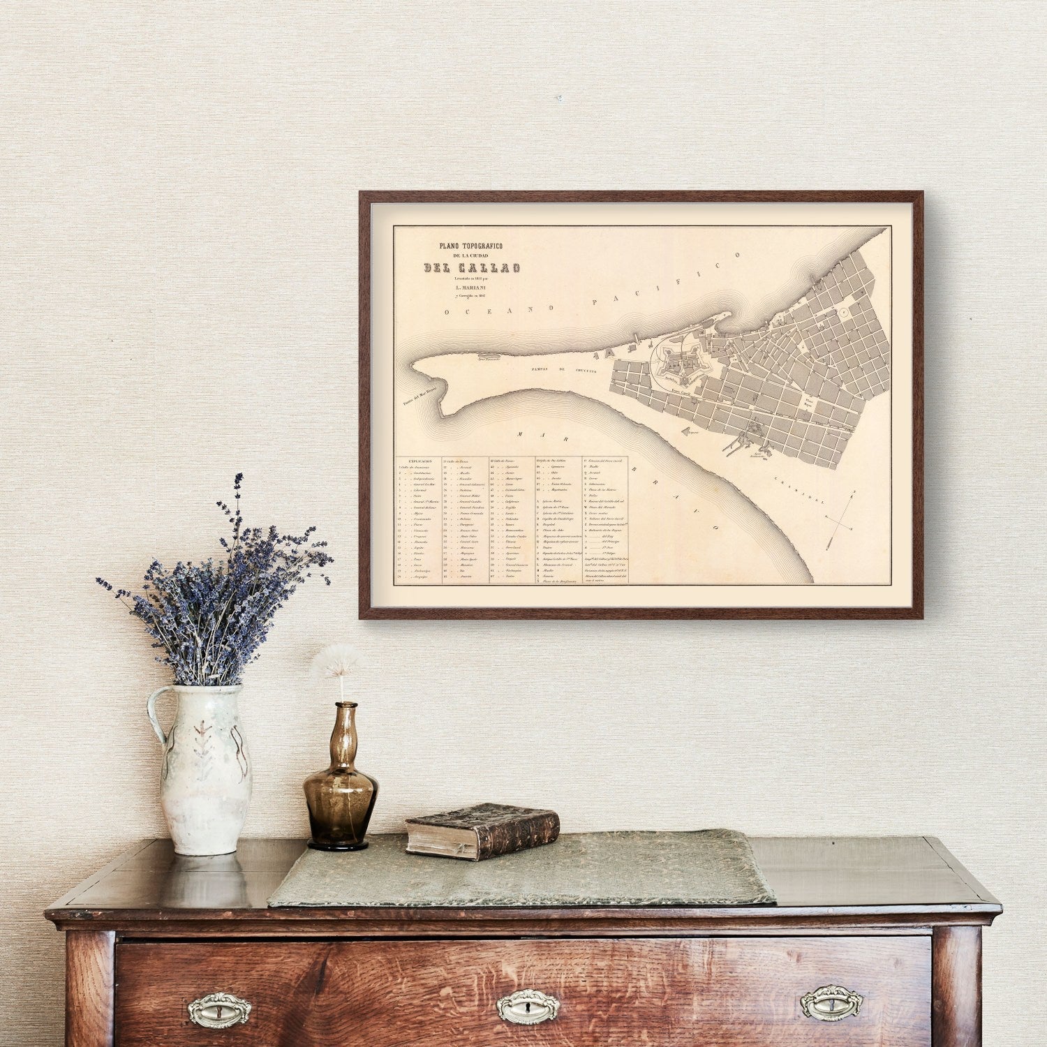 Vintage Map of Callao, Peru 1865