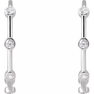 Platinum 5/8 CTW Natural Diamond Bezel-Set Hoop Earrings – image 2