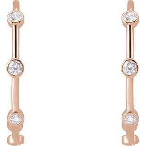14K Rose Gold 5/8 CTW Natural Diamond Bezel-Set Hoop Earrings – image 2