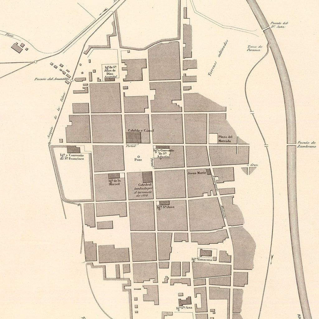 Vintage Map of Ica, Peru 1865