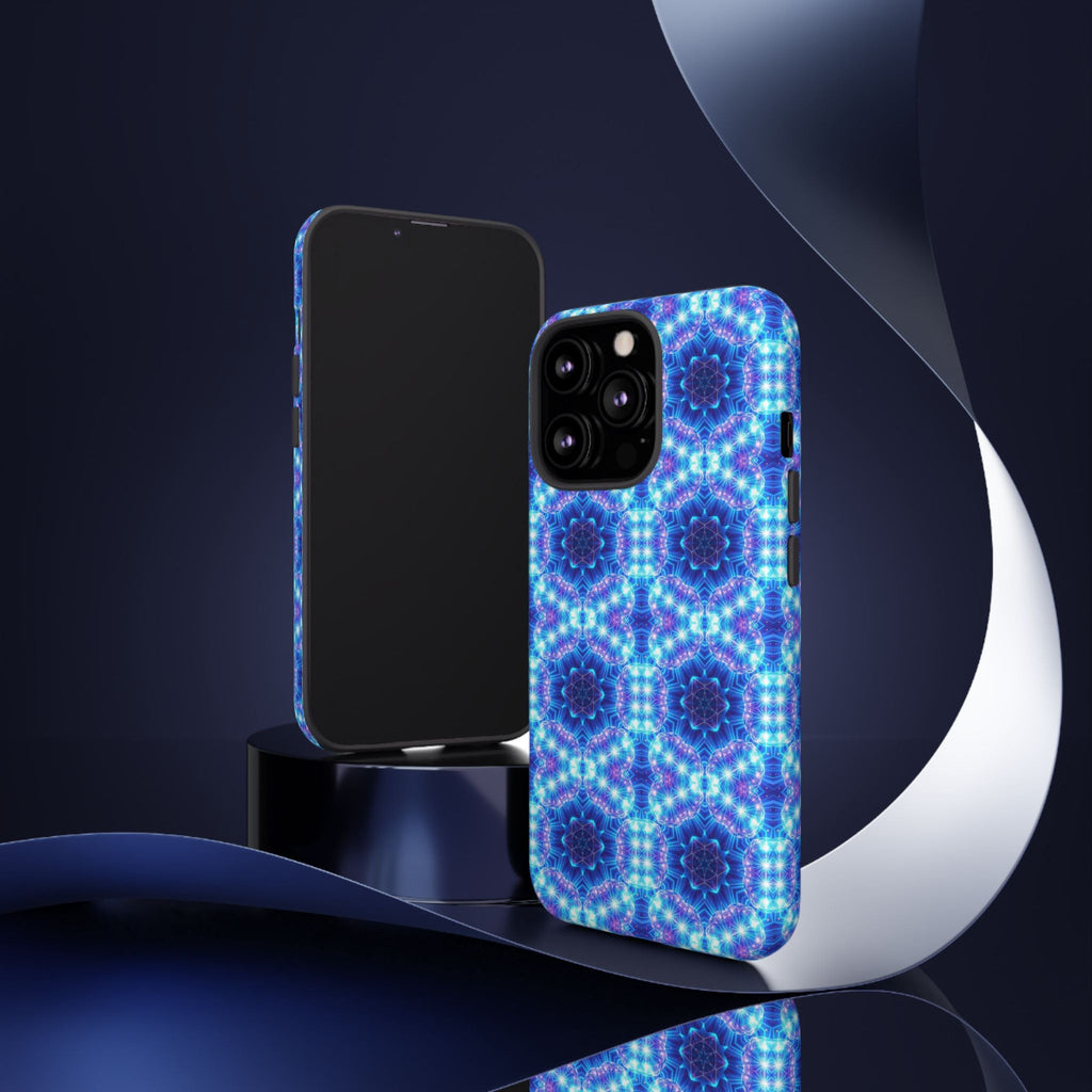 Blue Mandalas with Neon Lights Tough Phone Cases