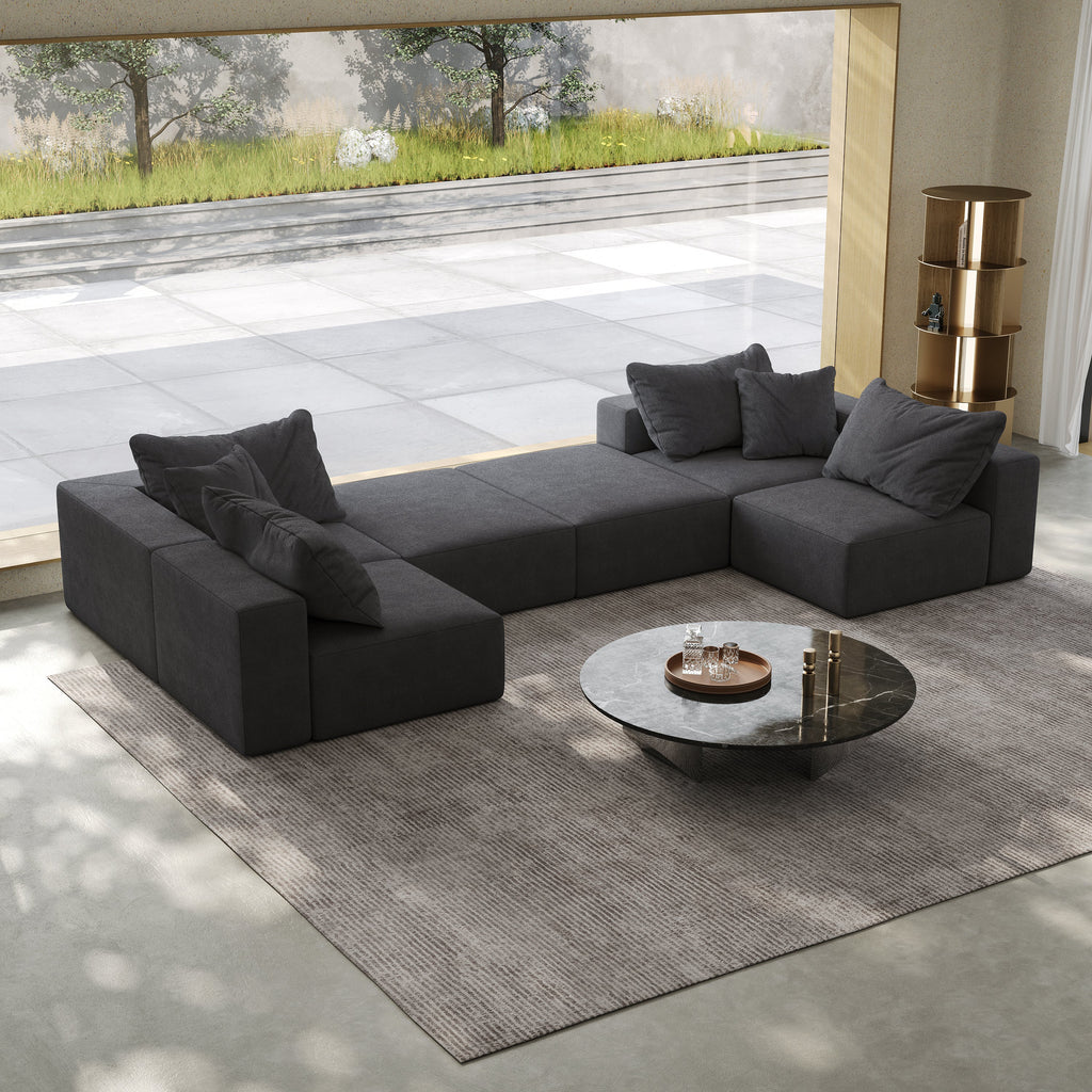 Oversized sponge cloud sofa,Modern Upholstered Sectional Sofa Couch Set,Modular 162' L Shaped Sectional Living Room Sofa Set With 6 Pillows,Free Combination Sofa Couch for Living Room,Bedroom