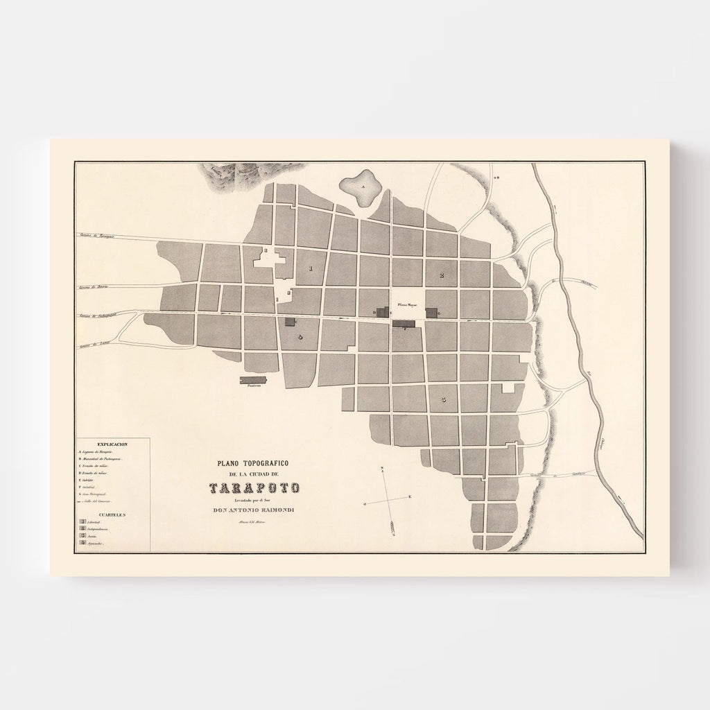 Vintage Map of Tarapoto, Peru 1865