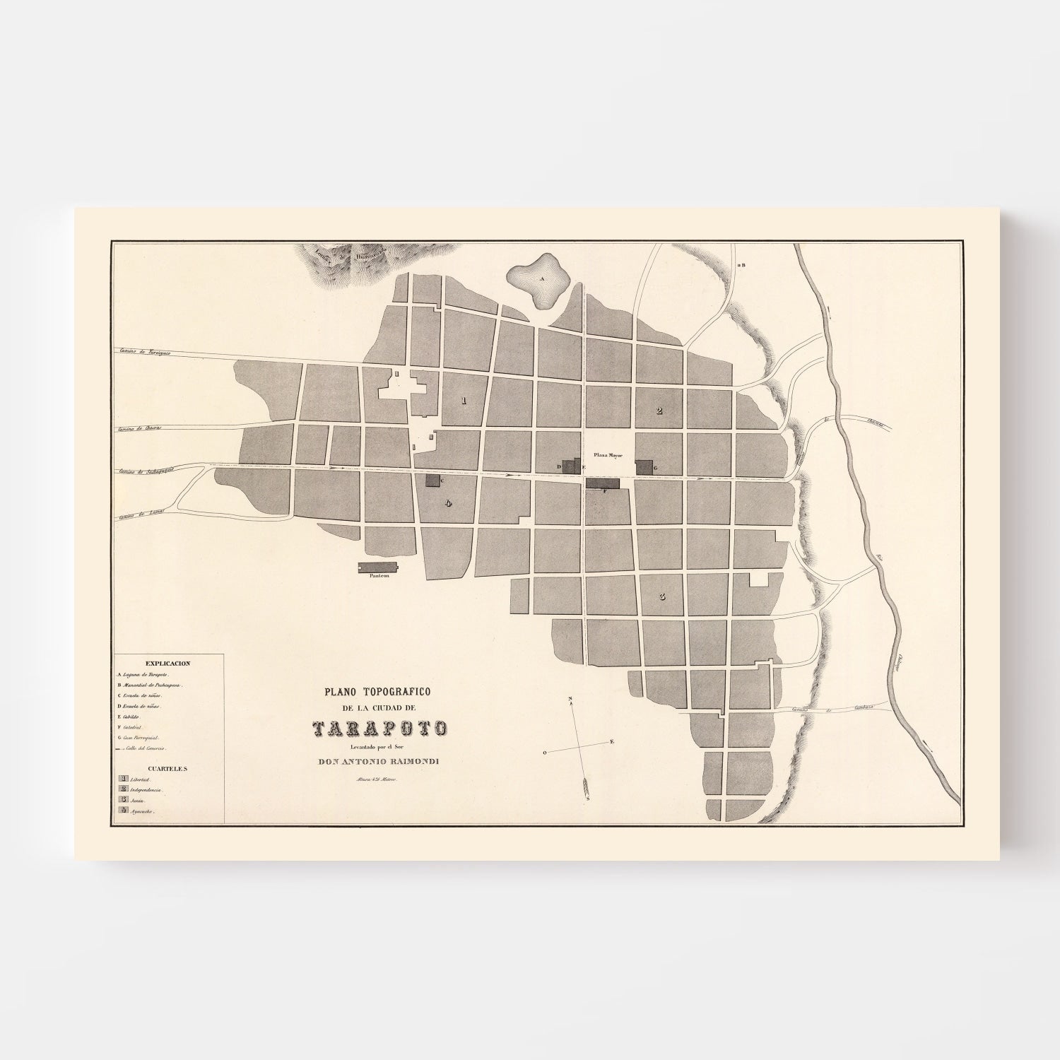 Vintage Map of Tarapoto, Peru 1865