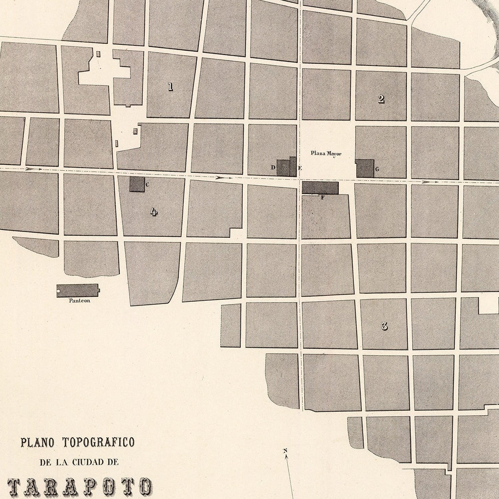 Vintage Map of Tarapoto, Peru 1865