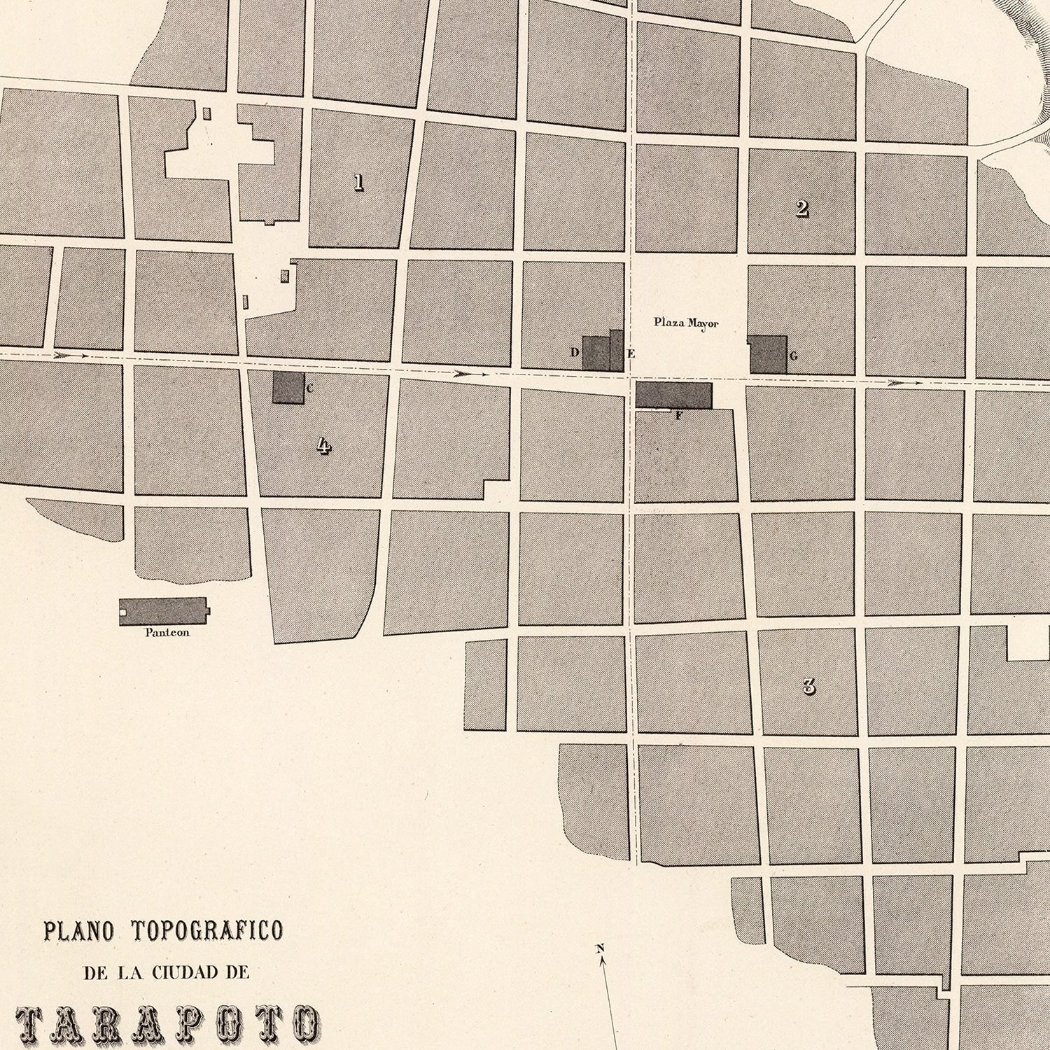 Vintage Map of Tarapoto, Peru 1865