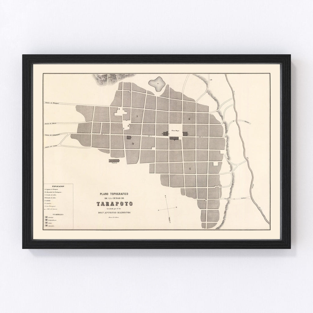 Vintage Map of Tarapoto, Peru 1865