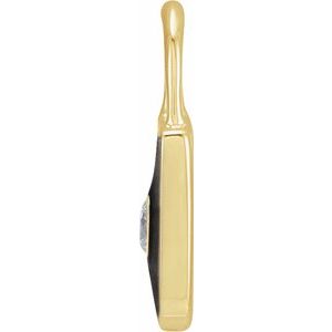 14K Yellow Gold .035 CT Natural  Diamond & Black Enamel Lock Charm/Pendant – image 2