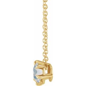 14K Yellow Gold 4 mm Natural Blue Moonstone Solitaire 16-18" Necklace