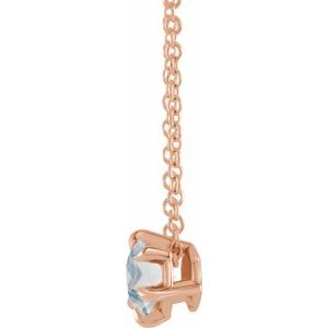 14K Rose Gold 4 mm Natural Blue Moonstone Solitaire 16-18" Necklace
