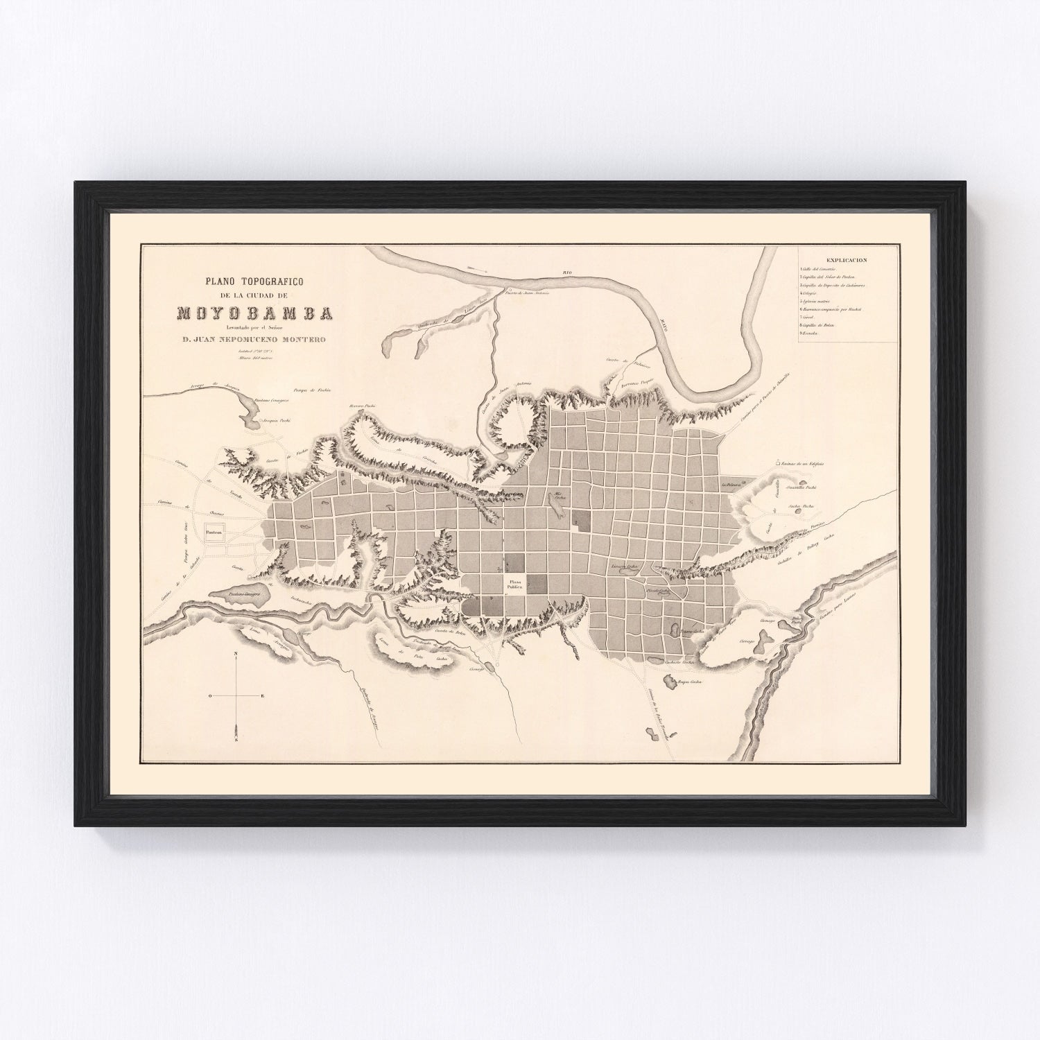 Vintage Map of Moyobamba, Peru 1865