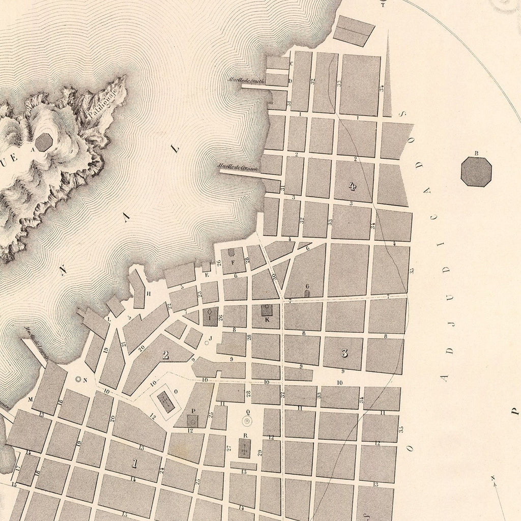 Vintage Map of Iquique, Chile 1865