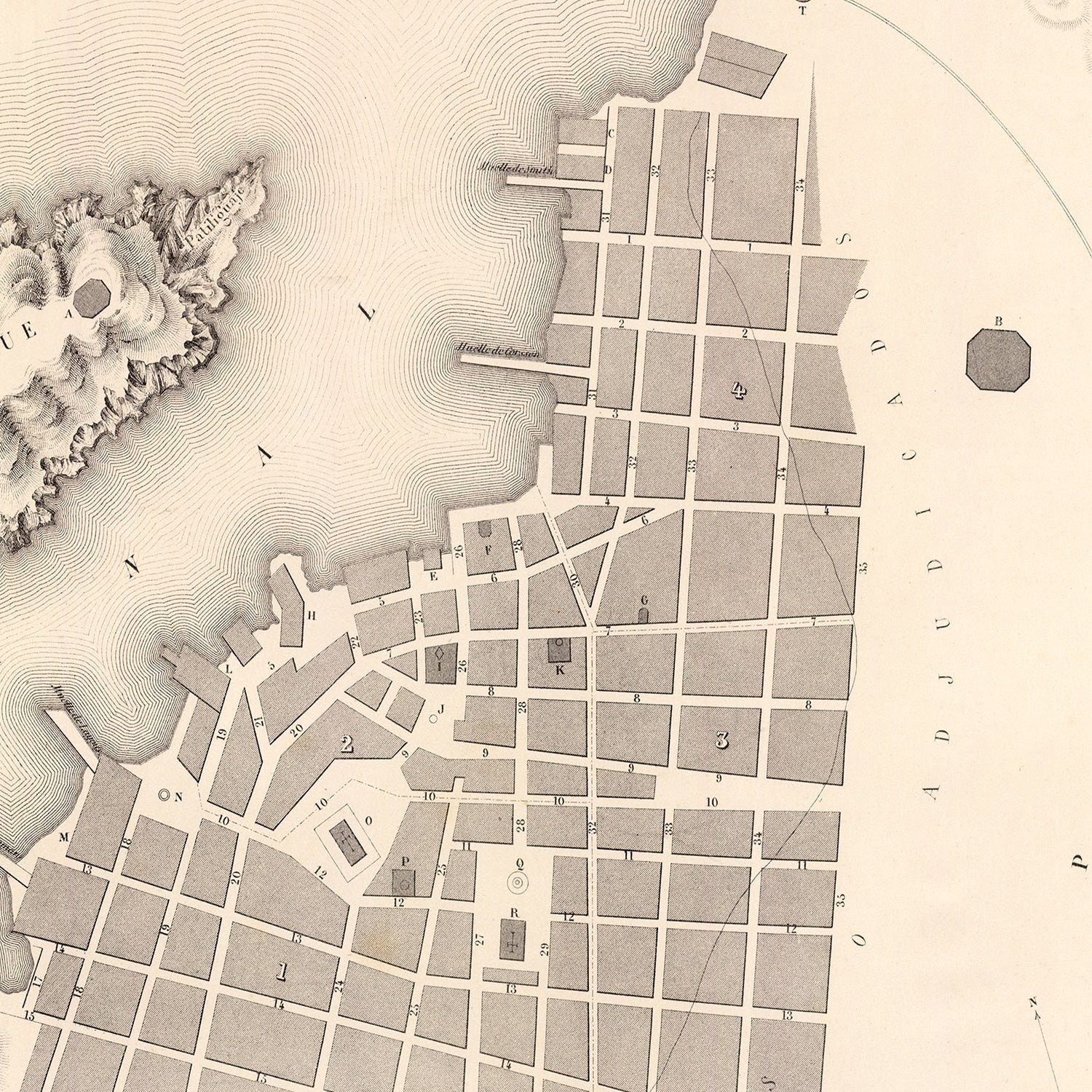 Vintage Map of Iquique, Chile 1865