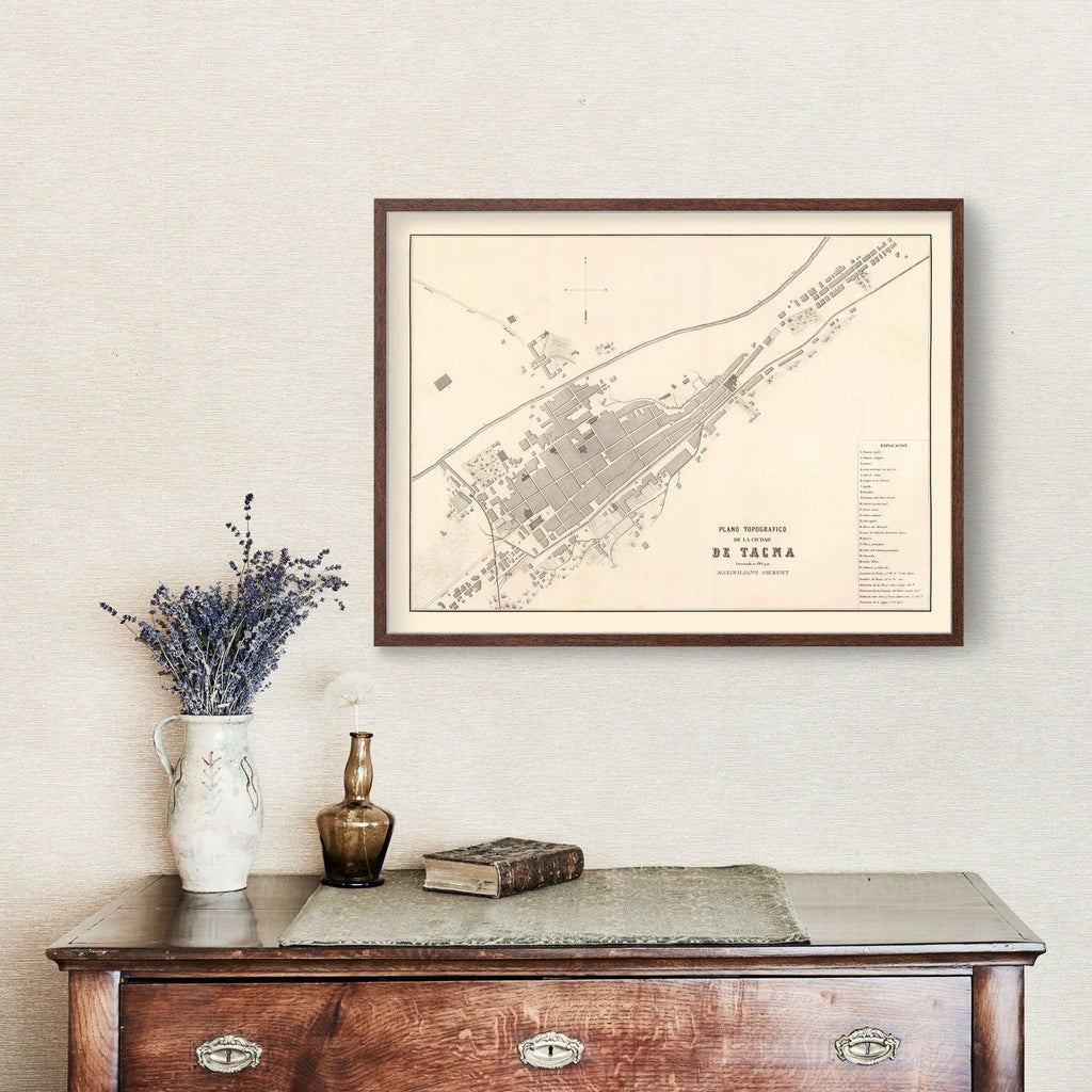 Vintage Map of Tacna, Peru 1865