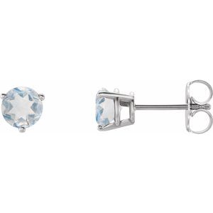 14K White Gold Natural Blue Sheen Moonstone Earrings