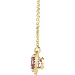 14K Yellow Gold 6 mm Natural Morganite & .04 CTW Natural Diamond 16" Necklace