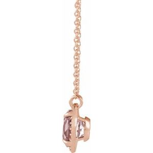 14K Rose Gold 6 mm Natural Morganite & .04 CTW Natural Diamond 16" Necklace