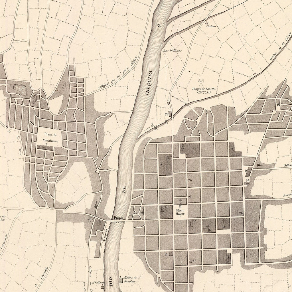 Vintage Map of Arequipa, Peru 1865